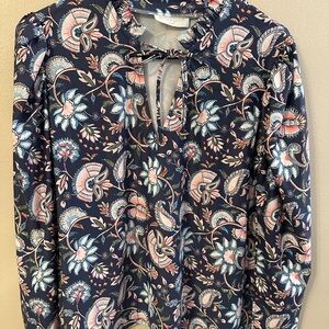 Smith & Quinn Designer Blouse, Brand New, Front Tie, Ruffled Neck Top S